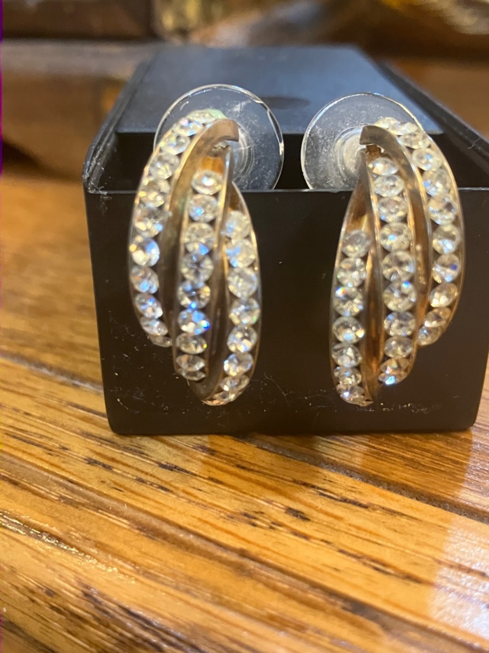 Crystal-Accented Gold Hoop Earrings